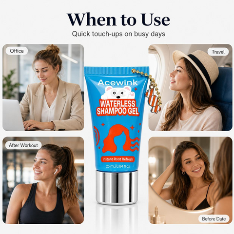 Acewink Waterless Shampoo Gel - Haircare Essential, Instantly Fresh Shampoo, No-Water-Needed Root Refresh, Travel Hair Care Product