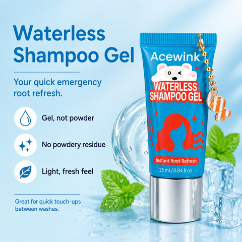 Acewink 3-in-1 Haircare Daily Refresh Kit - Waterless Shampoo Gel Cleanser, Oil-Control Volumizing Shampoo, Travel-Size Root Care for Oily & Flat Hair (Great Gift Option)