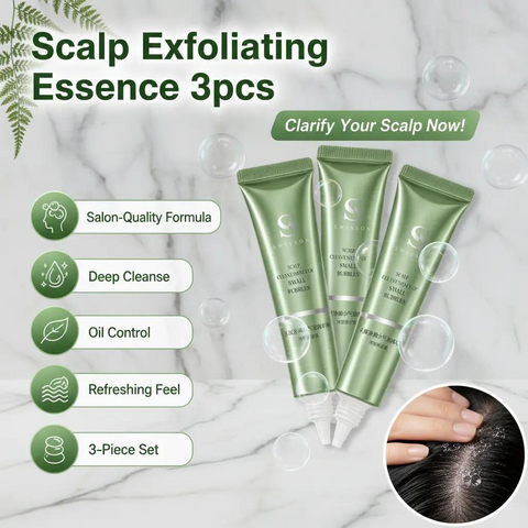 3-Pack Scalp Exfoliating Essence - Oily Scalp Small Bubble Detoxifying Pre-Shampoo Treatment, Plant-Based Pore Cleansing Liquid for Adults with Wavy & Curly Hair