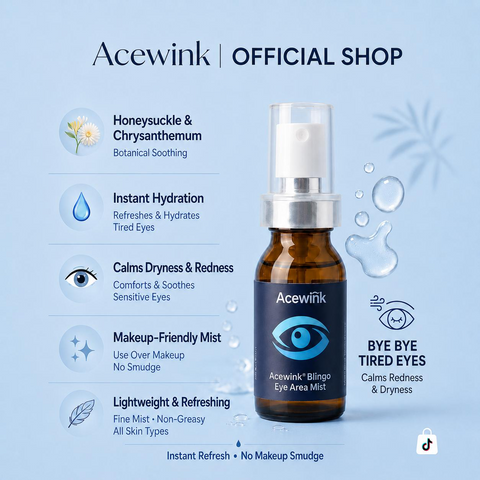 Acewink Blingo Honeysuckle & Chrysanthemum Botanical Eye Mist - Honeysuckle-Infused, Soothing, Hydrating, Makeup-Safe, No Makeup Smudge Relief for Dry Eyes, All Skin Types Brightener Eye Care Formula Eye Gel Hydrate