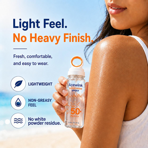 Acewink Sunscreen Spray SPF 50+, Lightweight Sun Protection Mist for Face & Body, Beach & Outdoor Essentials