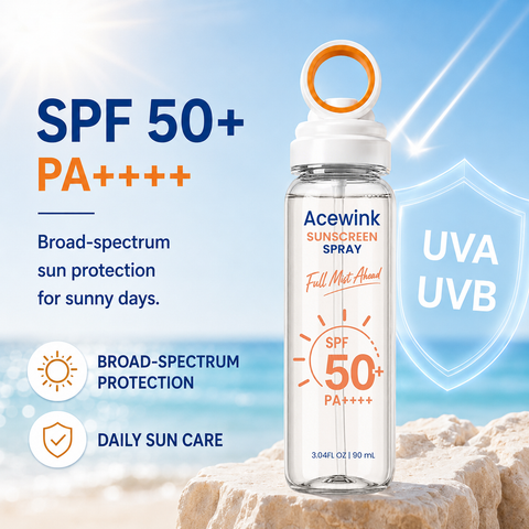 Acewink Sunscreen Spray SPF 50+, Lightweight Sun Protection Mist for Face & Body, Beach & Outdoor Essentials