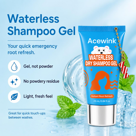 Acewink 3-in-1 Haircare Daily Refresh Kit - Waterless Shampoo Gel Cleanser, Oil-Control Volumizing Shampoo, Travel-Size Root Care for Oily & Flat Hair (Great Gift Option)