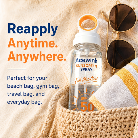 Acewink Sunscreen Spray SPF 50+, Lightweight Sun Protection Mist for Face & Body, Beach & Outdoor Essentials