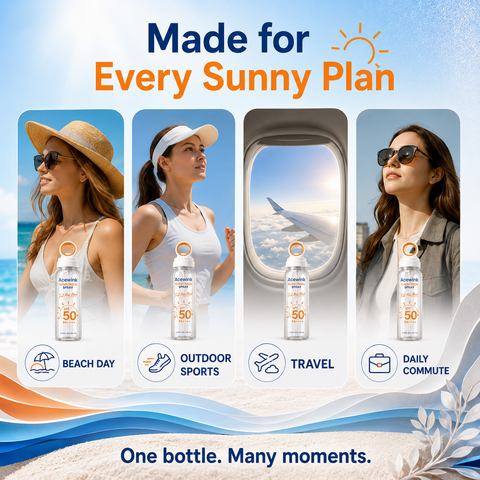 Acewink Sunscreen Spray SPF 50+, Lightweight Sun Protection Mist for Face & Body, Beach & Outdoor Essentials