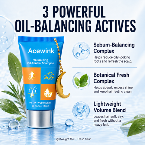 Acewink Volumizing Oil-Control Liquid Shampoo - Botanical Haircare Cleanser, Portable Tube for Daily Fresh-Feeling Hair